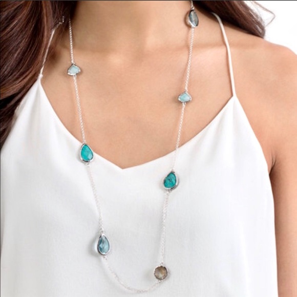 Chloe + Isabel 34” Necklace Faceted Beads UNIQUE Silver - Picture 1 of 9